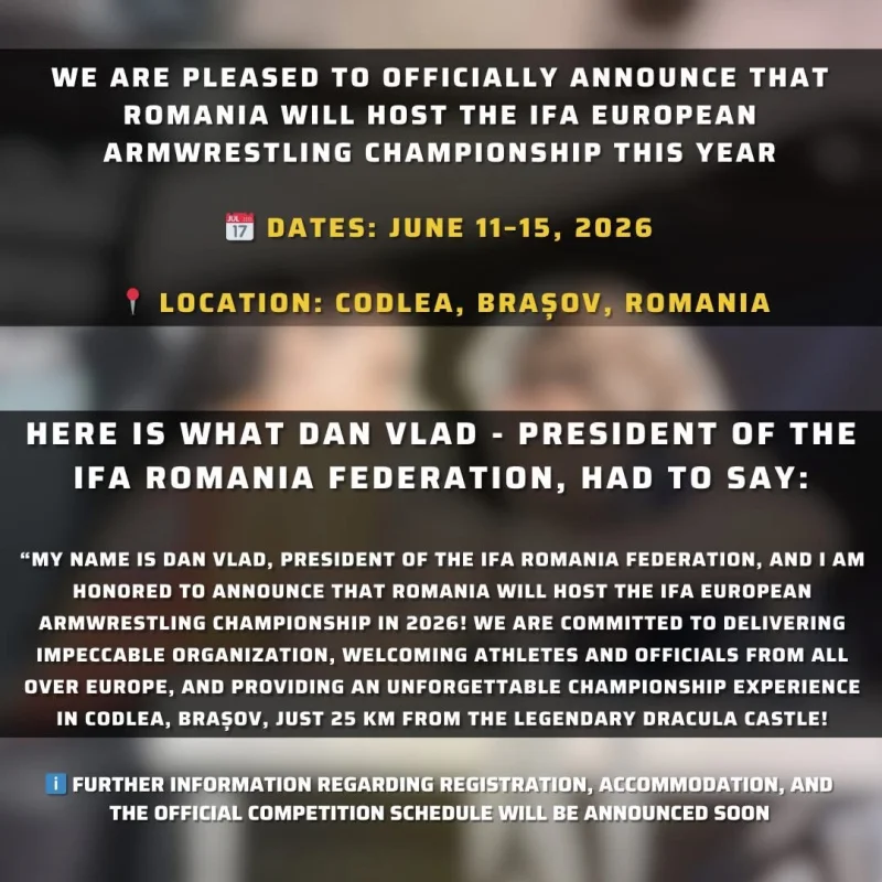 IFA European armwresling championship in 2026