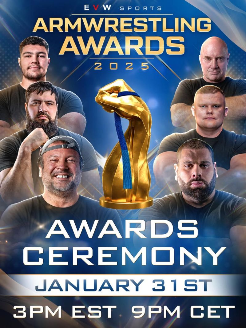 EVW Armwrestling Awards 2025 live on the EVW East vs West YouTube channel on January 31st